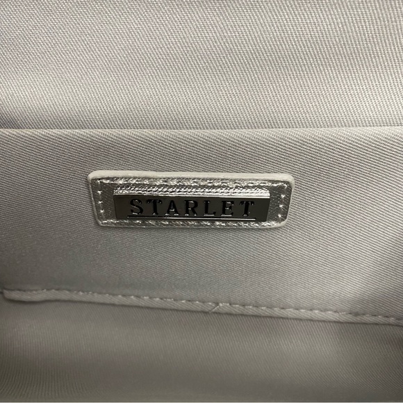 NWT Starlet Hollywood CA Silver Sparkling Stone Clutch Bag Shoulder Purse - Picture 13 of 16